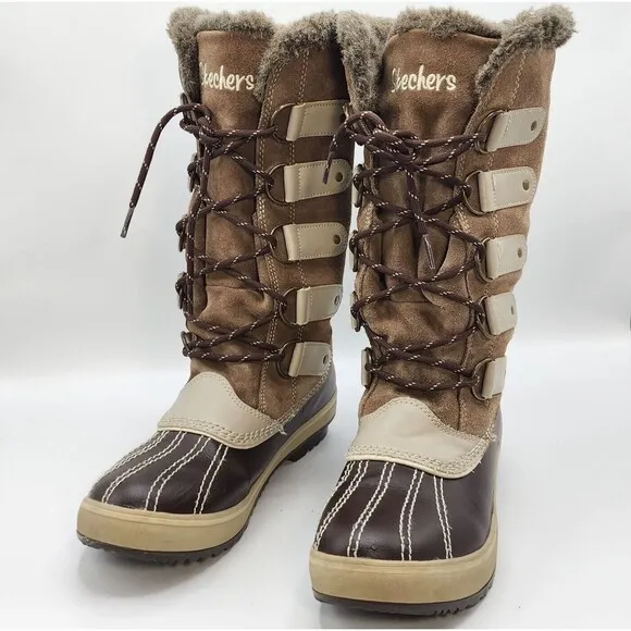 Skechers Womens Highlanders Brown Suede Upper Thinsulate Winter Boots Size 7 NEW