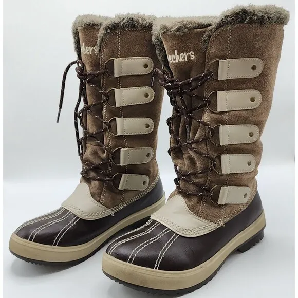 Skechers Womens Highlanders Brown Suede Upper Thinsulate Winter Boots Size 7 NEW
