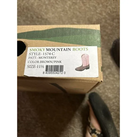 Smoky Mountain Girls 11.5 Pink Monterey Western Boots 1574C Cowgirl Round Toe