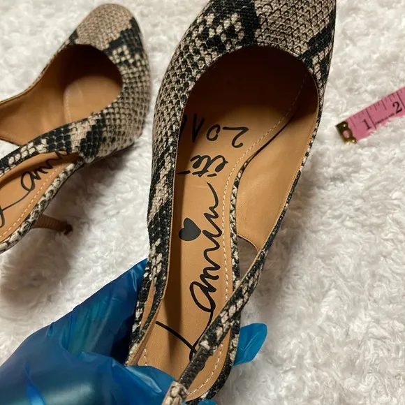 SNAKE SKIN FABRIC LANVIN SLINGBACK HEELS Sz 39