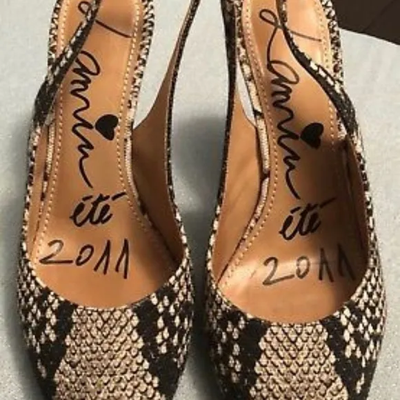 SNAKE SKIN FABRIC LANVIN SLINGBACK HEELS Sz 39