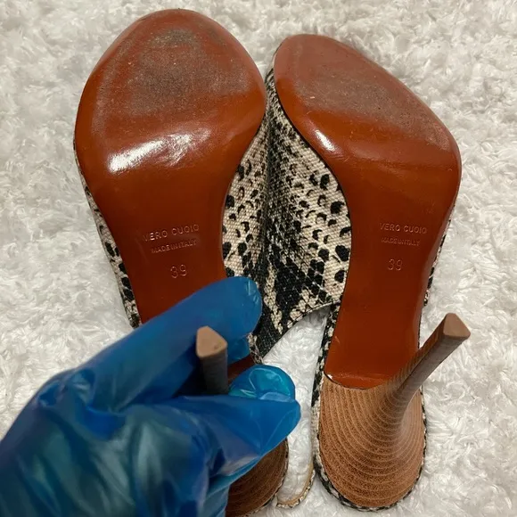 SNAKE SKIN FABRIC LANVIN SLINGBACK HEELS Sz 39