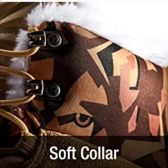 Snow Boots Hiking , Fully Fur Lined High Top-Khaki