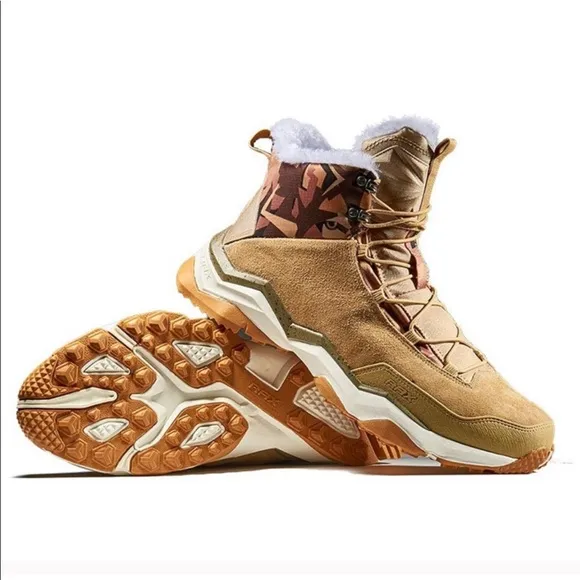 Snow Boots Hiking , Fully Fur Lined High Top-Khaki