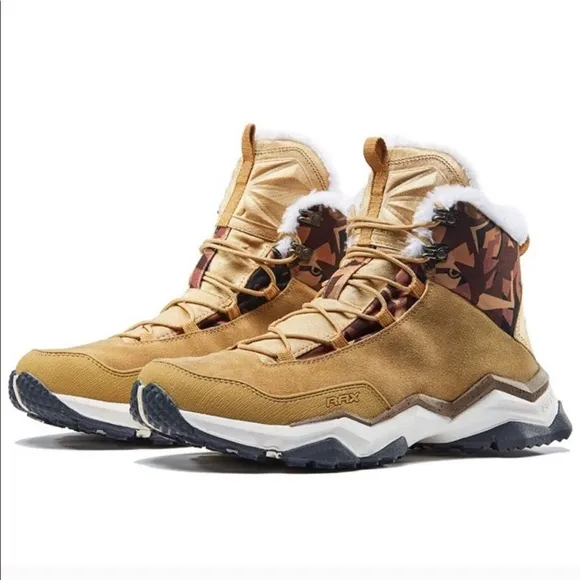 Snow Boots Hiking , Fully Fur Lined High Top-Khaki