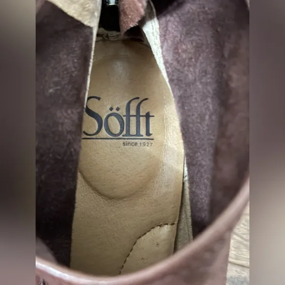 Sofft Aisley Cocoa Brown Soft Italian Leather Ankle Boots Size 7