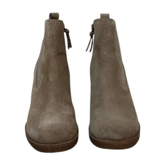 Sofft Ankle Boots Women 6.5 Tan Monica Suede Wedge Waterproof Bootie SF0088092