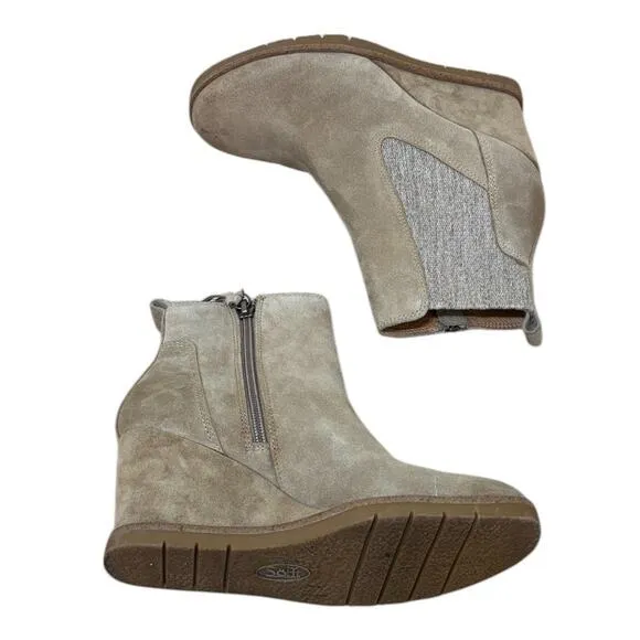 Sofft Ankle Boots Women 6.5 Tan Monica Suede Wedge Waterproof Bootie SF0088092