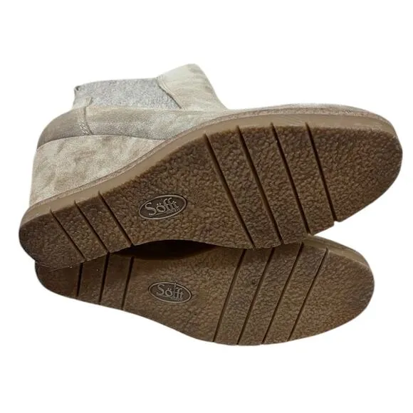 Sofft Ankle Boots Women 6.5 Tan Monica Suede Wedge Waterproof Bootie SF0088092