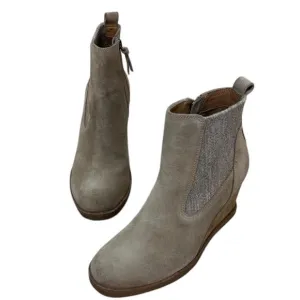 Sofft Ankle Boots Women 6.5 Tan Monica Suede Wedge Waterproof Bootie SF0088092