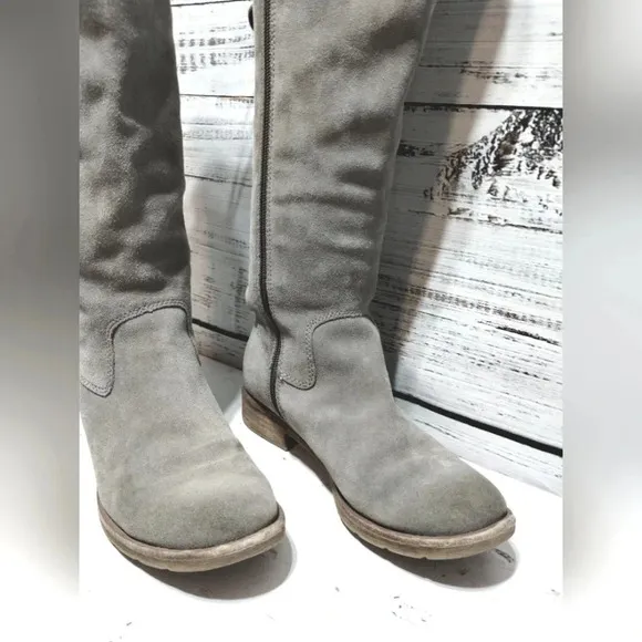 Sofft Sharnell II Pietra Grey Knee High Riding Boots 6M Lace Up Boho Festival
