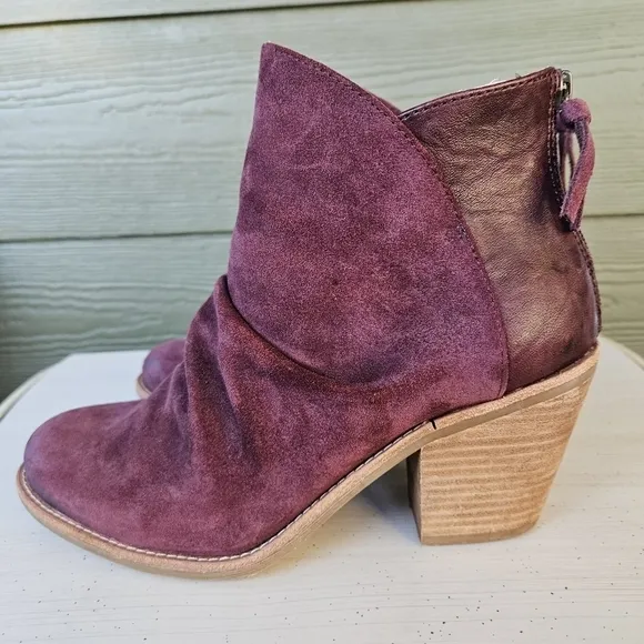 Sofft Women’s Teyton Mosto Red Cordovan Ruched Stacked Heel Ankle Boots Size 8.5