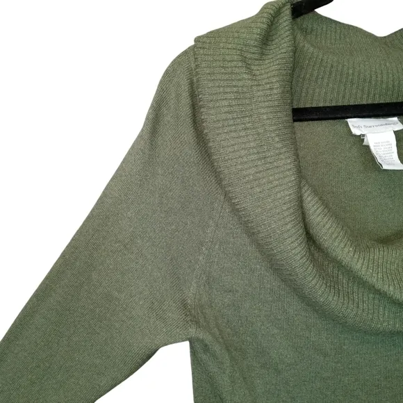 Soft Surroundings Cashmere Blend Cowl Neck 3/4 Sleeve Maxi Dress Olive Size Med.