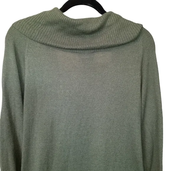 Soft Surroundings Cashmere Blend Cowl Neck 3/4 Sleeve Maxi Dress Olive Size Med.