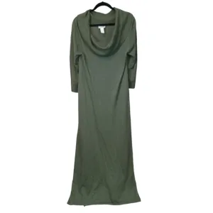 Soft Surroundings Cashmere Blend Cowl Neck 3/4 Sleeve Maxi Dress Olive Size Med.