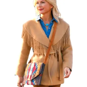 Soft Surroundings wool  camel shawl fringe collar western blanket coat S NWT