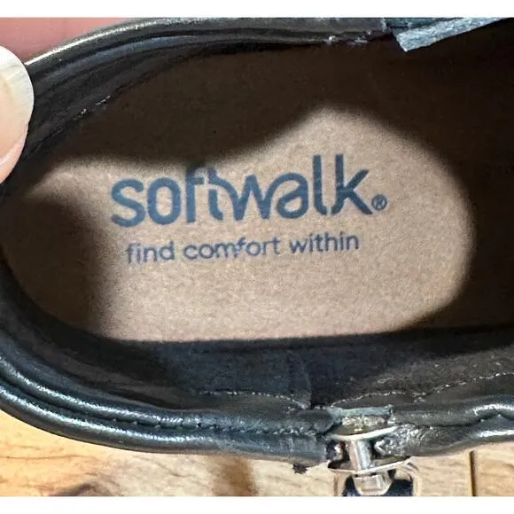 Softwalk Women's Roselle Black Booties Leather Upper Size 9 NIB Double Zip Ankle