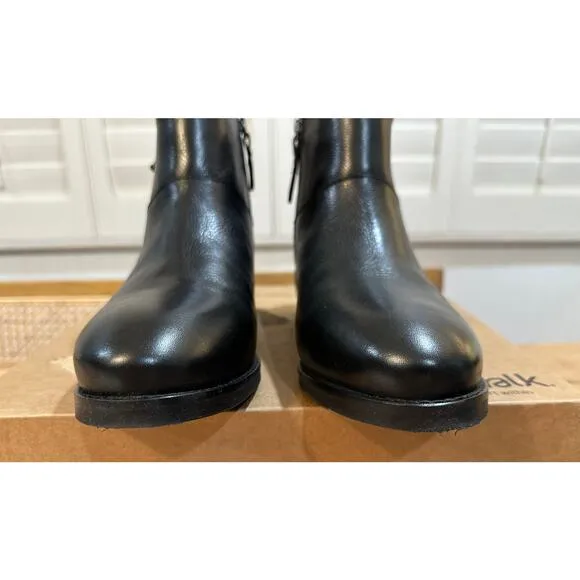 Softwalk Women's Roselle Black Booties Leather Upper Size 9 NIB Double Zip Ankle