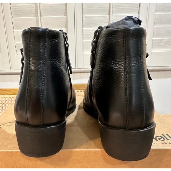 Softwalk Women's Roselle Black Booties Leather Upper Size 9 NIB Double Zip Ankle