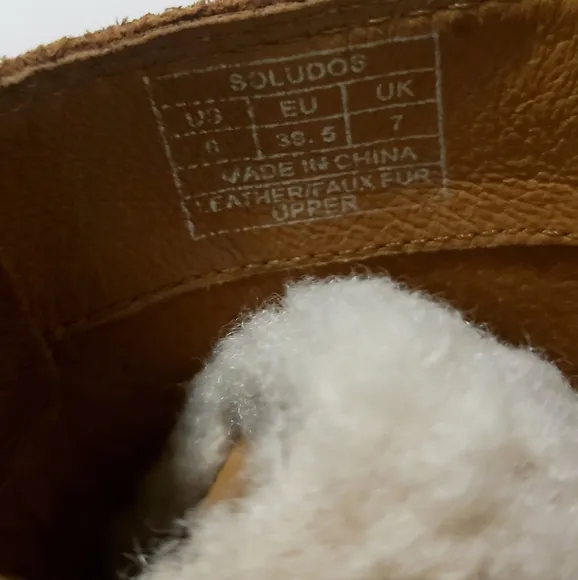 Soludos Aspen Cozy Boots Leather/Faux Fur lace-up winter Brown Women's Size 9