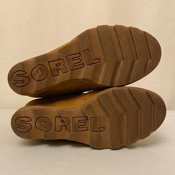 Sorel 8 Joan Of Arctic Wedge II Cozy Ankle Boots Brown Camel Color Suede