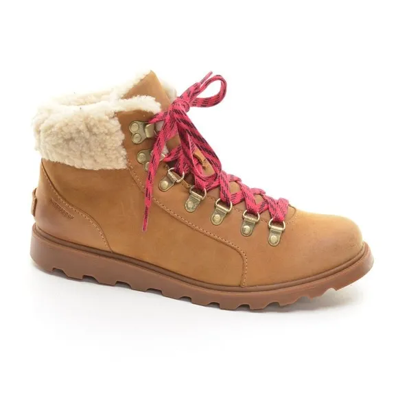 Sorel Ainsley Conquest Brown Nubuck Lace Up Booties 9 M