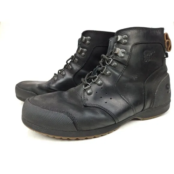 Sorel Ankeny Black Leather Waterproof Hiking Trekker Boots NM2100-010 Men's 11.5