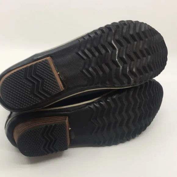 Sorel Black Waterproof Leather Short Slimboot Pull On Boots women’s size 8.5 M