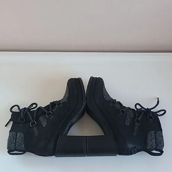 Sorel Blake Lace-Up Leather &amp; Felt Platform Hiking Boots Size US 8.5 EU 39.5