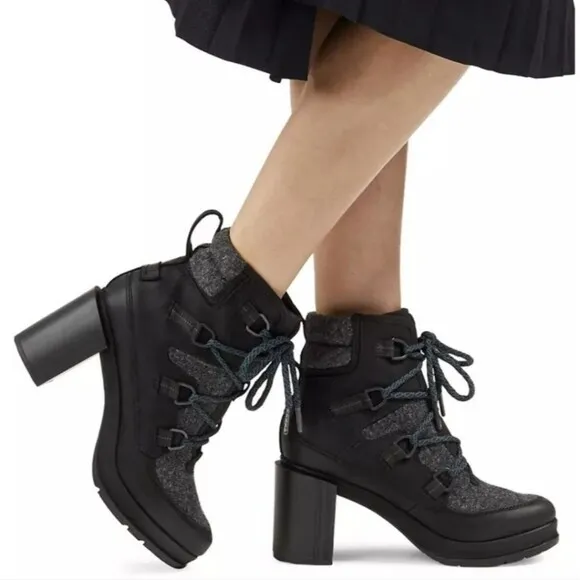 Sorel Blake Lace-Up Leather &amp; Felt Platform Hiking Boots Size US 8.5 EU 39.5
