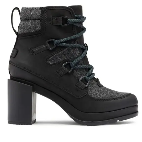 Sorel Blake Lace-Up Leather &amp; Felt Platform Hiking Boots Size US 8.5 EU 39.5