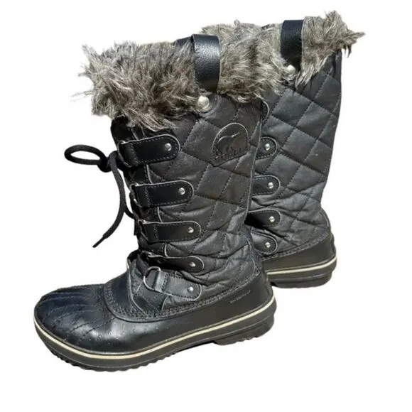 Sorel Boots Tofino Cate Waterproof Boots Black Snow Waterproof Faux Fur Women 7