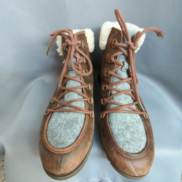 Sorel Boots Womens 11 Brown Harlow Cozy Distressed Lace