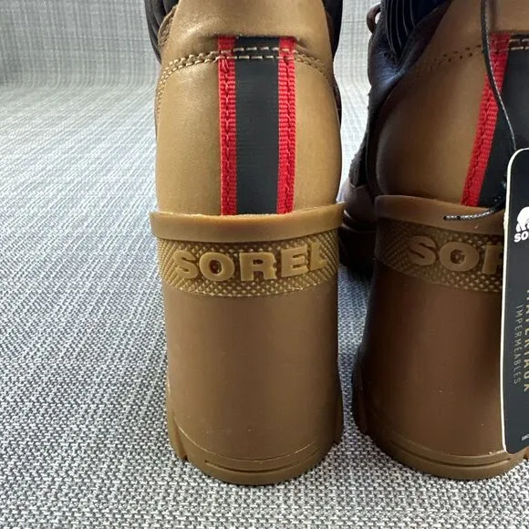 Sorel Boots Womens 7.5 Leather Brex Heel Cozy Lace up Booties Shearling Platform