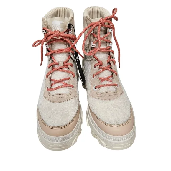 Sorel Brex Cozy Lace Water-proof Boots in Nova Sand and Sea Salt 7.5