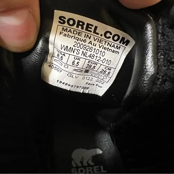 Sorel Brex Cozy Shearling Lace Waterproof Boot in Black Sea Salt NEW 8.5
