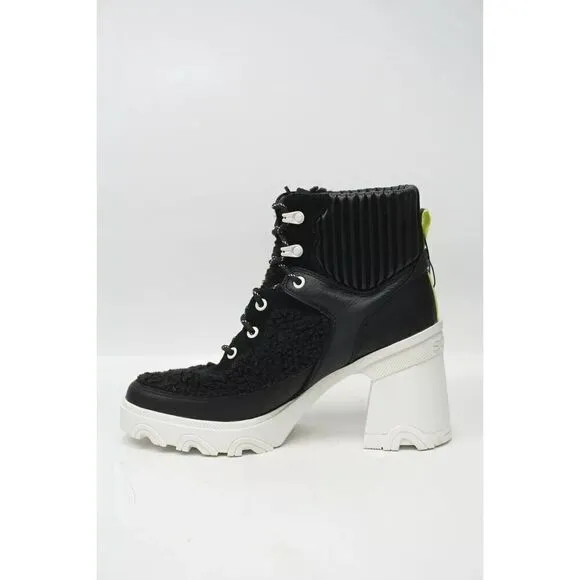 🔥Sorel BREX Heel Cozy Lace Waterproof Boots, Black/Sea Salt, 9.5M US/40.5EU🔥