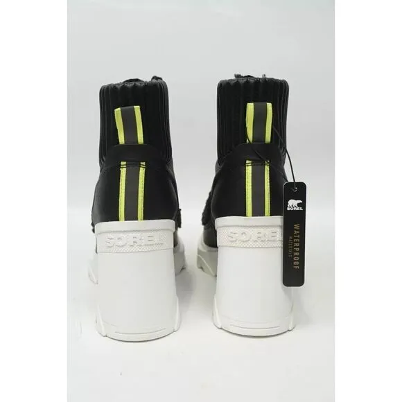 🔥Sorel BREX Heel Cozy Lace Waterproof Boots, Black/Sea Salt, 9.5M US/40.5EU🔥