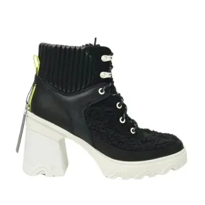 🔥Sorel BREX Heel Cozy Lace Waterproof Boots, Black/Sea Salt, 9.5M US/40.5EU🔥
