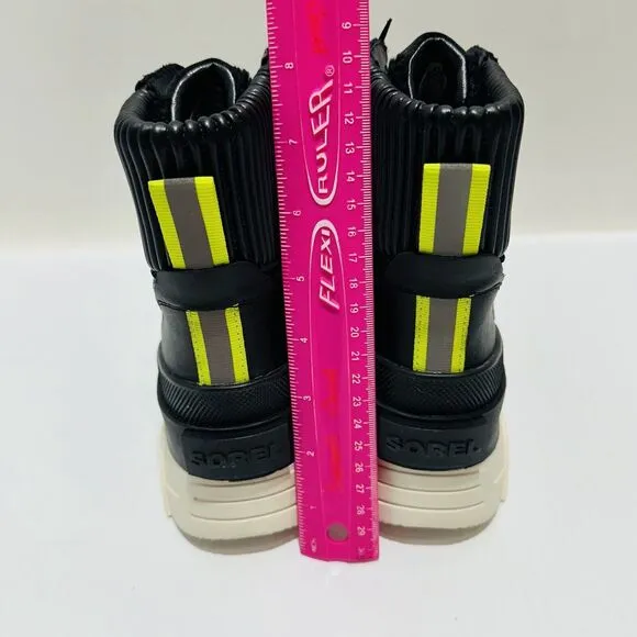 Sorel Brex Size 7.5 Ankle Boots Black Sea Salt Cozy Lace Waterproof NWOB $210