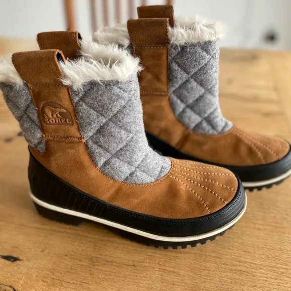Sorel Brown Leather Tivoli Pull Up Winter Faux‎ Fur Boots Women’s 7 Preloved