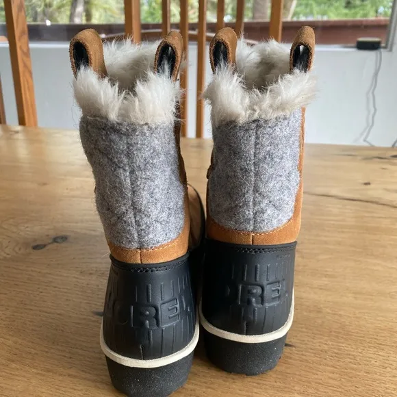 Sorel Brown Leather Tivoli Pull Up Winter Faux‎ Fur Boots Women’s 7 Preloved
