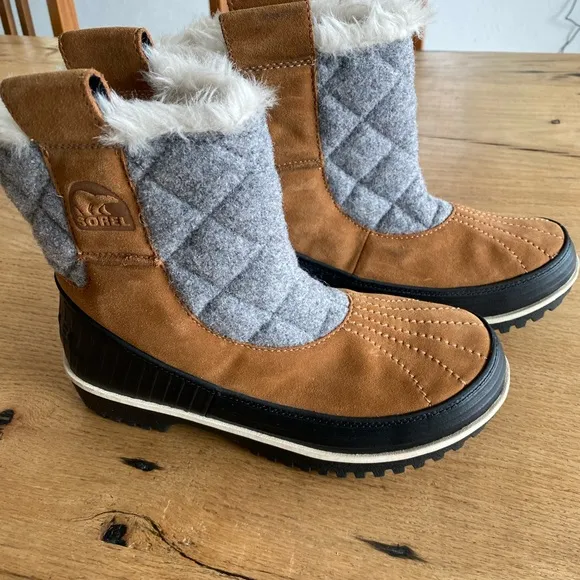Sorel Brown Leather Tivoli Pull Up Winter Faux‎ Fur Boots Women’s 7 Preloved