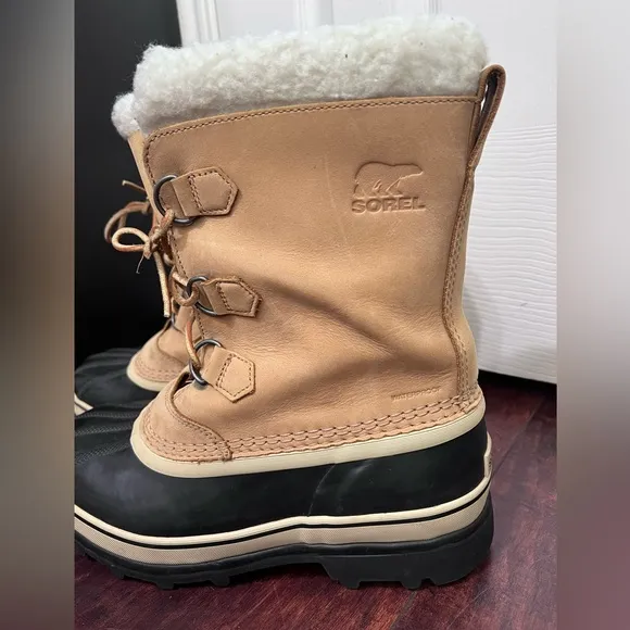 Sorel Buff Waterproof Winter Boots Sz 7 Womens Faux Fur Fleece/Wool Lining EUC.