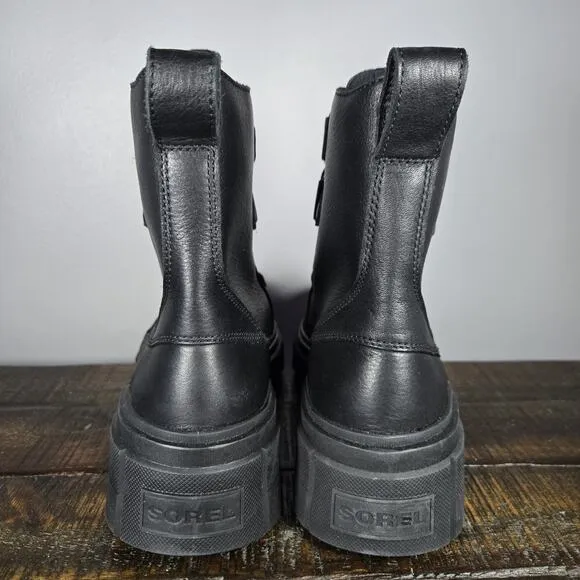 Sorel Caribou X Womens Size 9 Platform Waterproof Leather Boots Black White