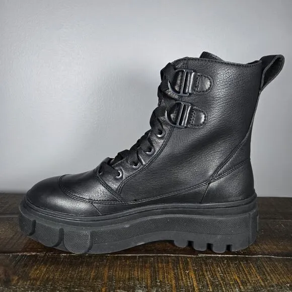 Sorel Caribou X Womens Size 9 Platform Waterproof Leather Boots Black White