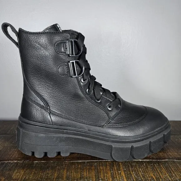 Sorel Caribou X Womens Size 9 Platform Waterproof Leather Boots Black White