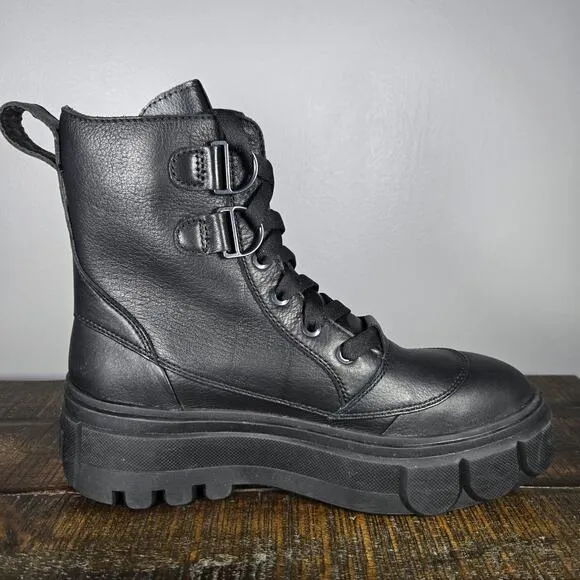Sorel Caribou X Womens Size 9 Platform Waterproof Leather Boots Black White