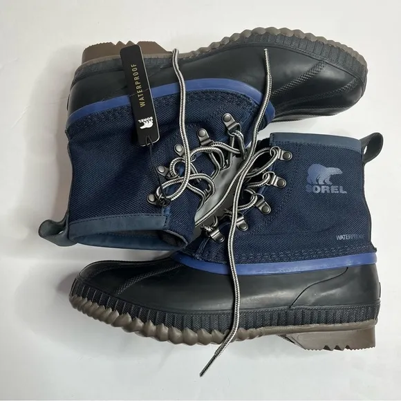 Sorel Cheyanne II Waterproof Short Nylon Boots Collegiate Navy Blue Size…