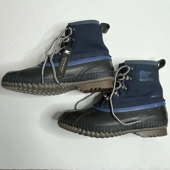 Sorel Cheyanne II Waterproof Short Nylon Boots Collegiate Navy Blue Size…